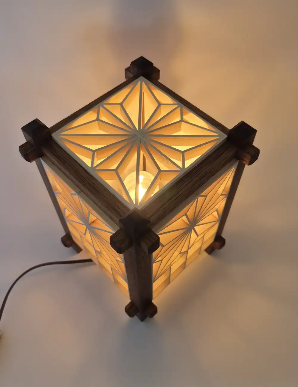 Handcrafted Japanese Kumiko Lamp ANH - Image 2