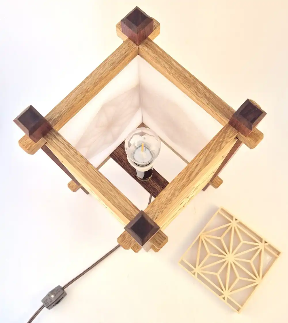 Handcrafted Japanese Kumiko Lamp HEXAMAG - Image 7