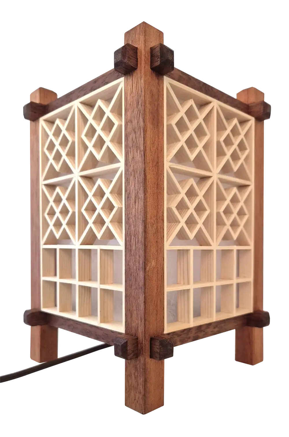 Handcrafted Japanese Kumiko Lamp SQ