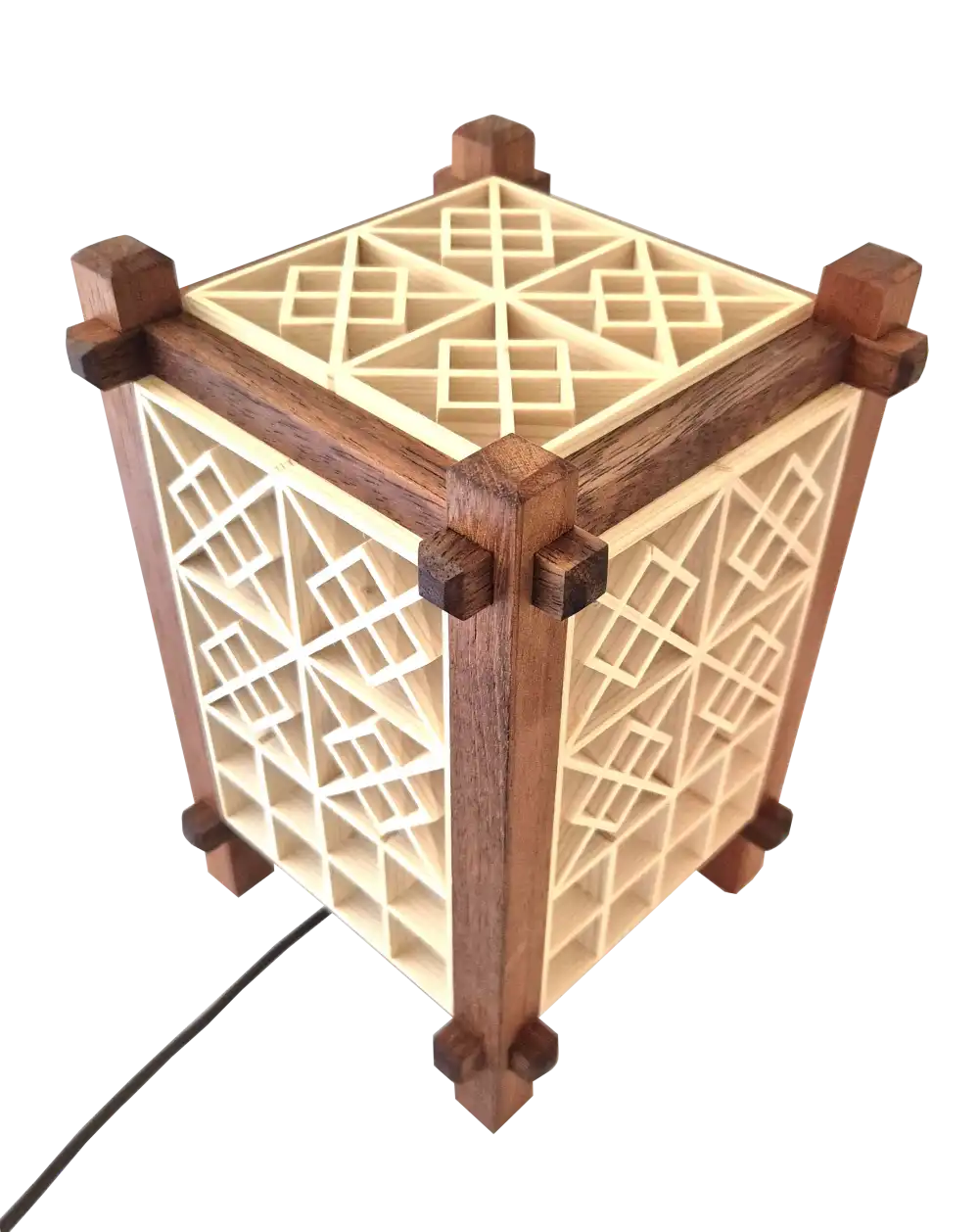Handcrafted Japanese Kumiko Lamp SQ - Image 5