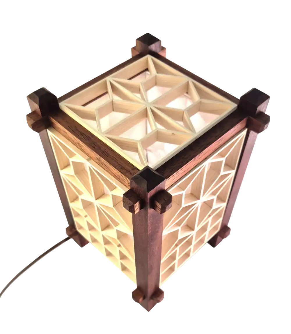 Handcrafted Japanese Kumiko Lamp TS - Image 5