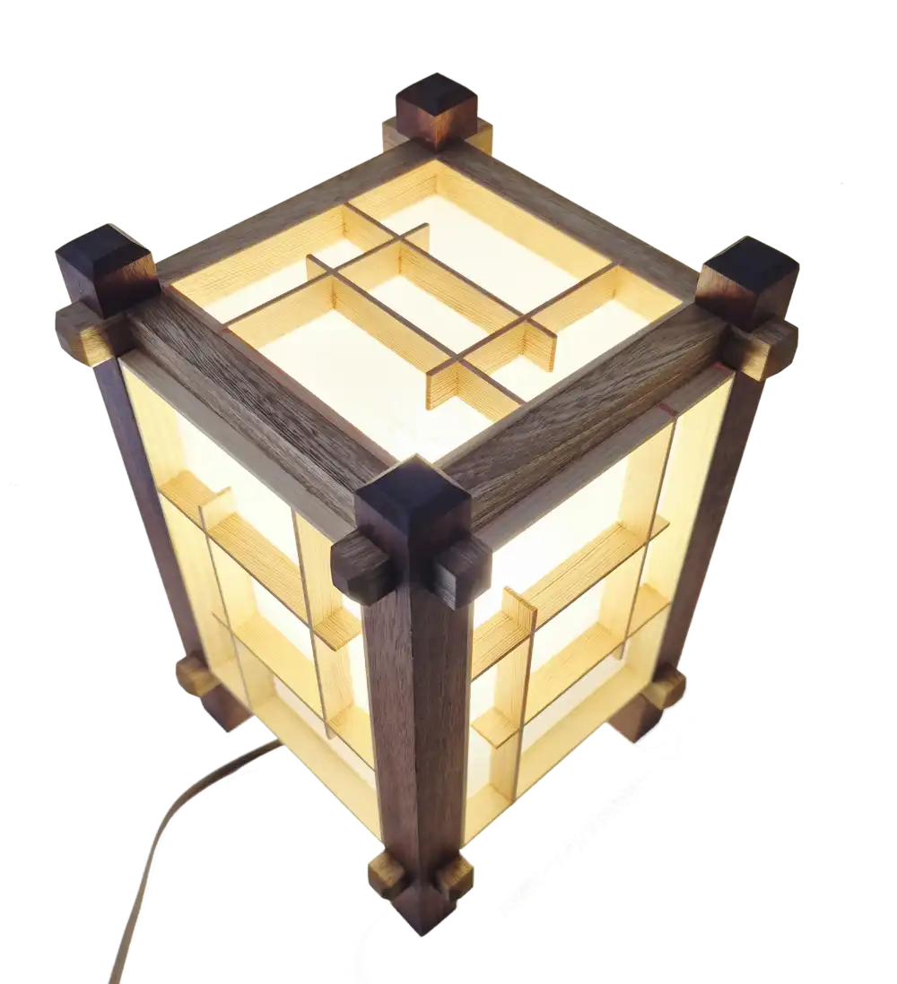 Handcrafted Japanese Kumiko Lamp UBUNTU - Image 5